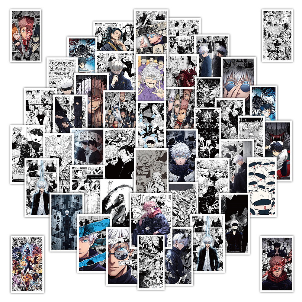 อะนิเมะ Jujutsu Kaisen สติ๊กเกอร์กาว 50 ชิ้น DIY สมุดอัลบั้มตกแต่งโน๊ตบุ๊ค