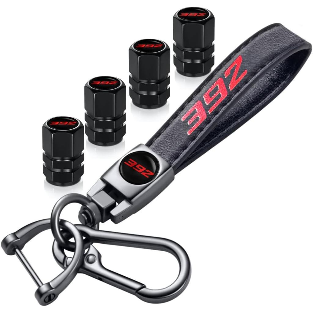 ยางวาล์ว Stem Caps และพวงกุญแจรถหนังแท้พวงกุญแจใช้งานร่วมกับ Challenger Dakota Charger SRT 392 Aveng