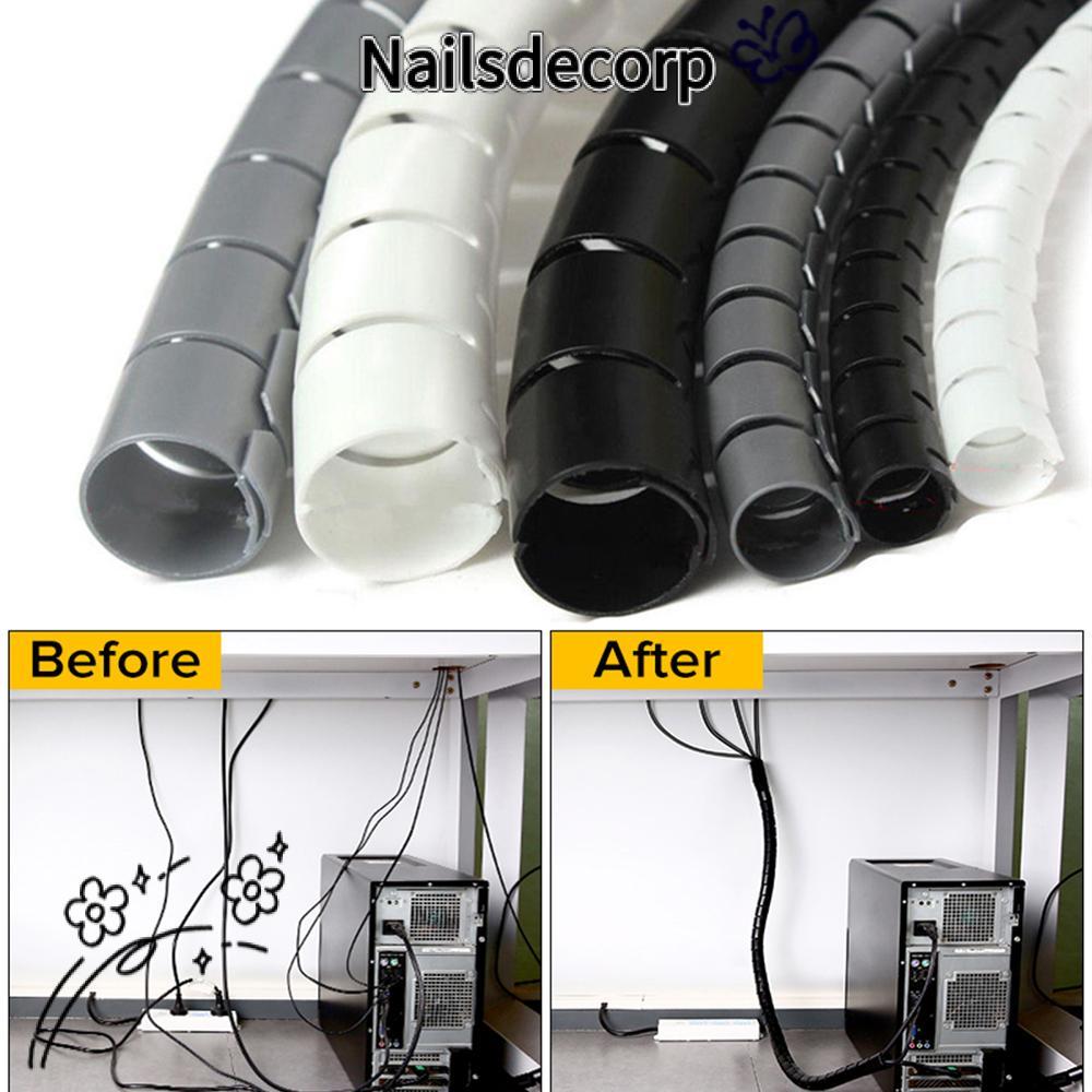 NAILS Cable Organizer Spiral 2m 5m Tube Wire Wrap Cord Protector