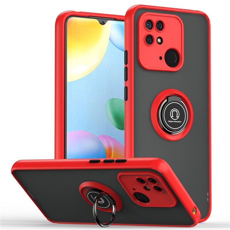 ผู้ถือรถแม่เหล็กแหวนยึดเกราะกันกระแทกเคสโทรศัพท์เหมาะสําหรับXiaomi Redmi 10 10A 10C MatteปกหลังRedmi
