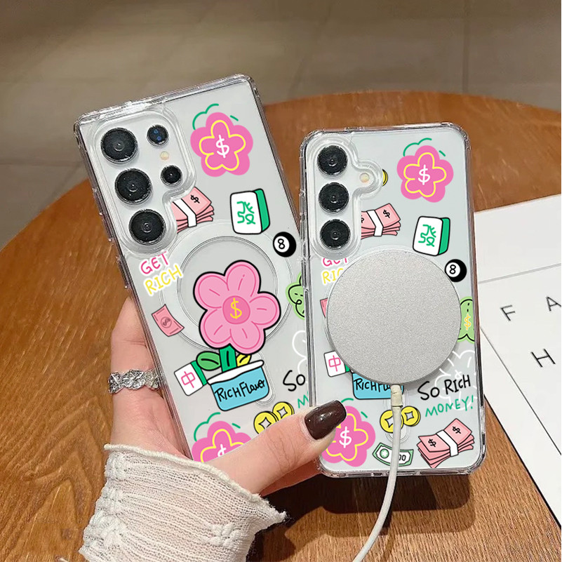 แม่เหล็ก เคสใส กันกระแทก สําหรับ Samsung S26Ultra เคส ชาร์ได้ S26 S25 S24 S23 Ultra S24Fe S25Fe A57 A37 A07 A17 A06 038