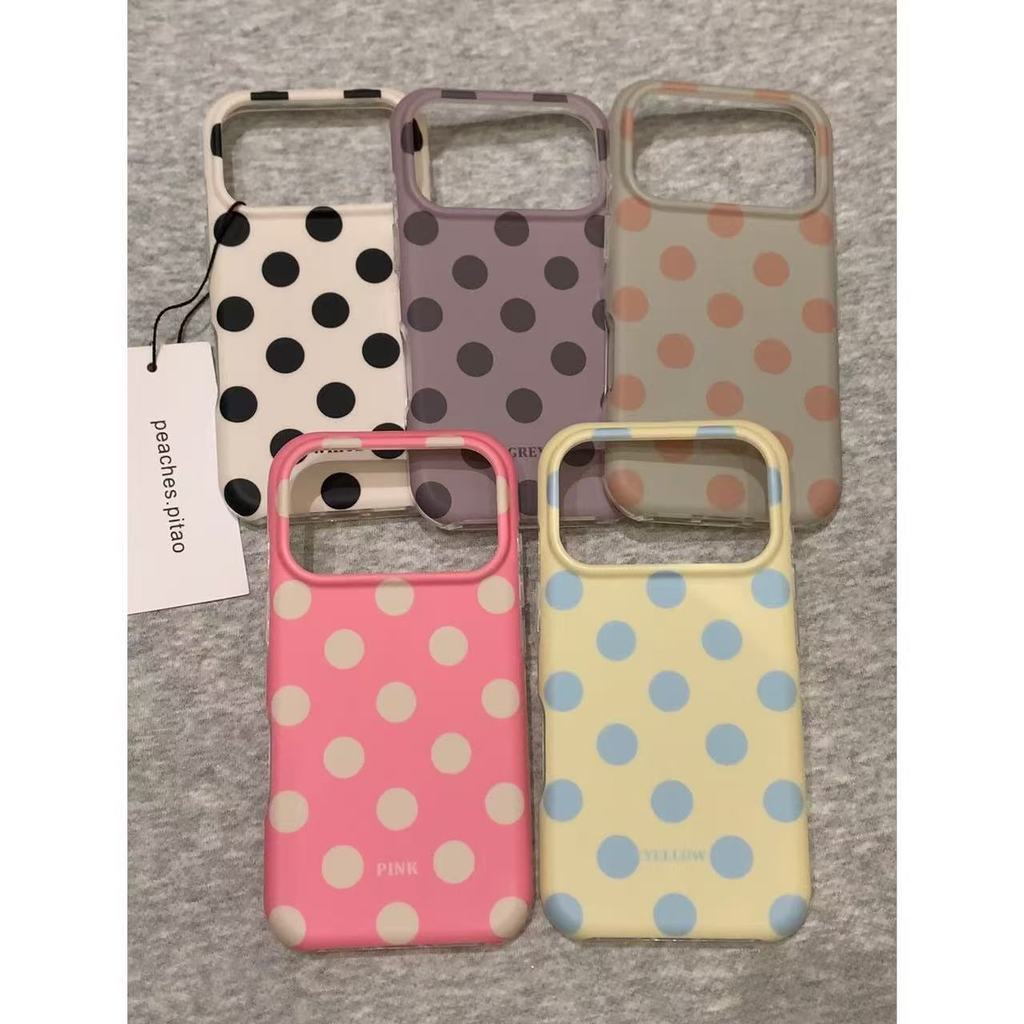 สไตล์เกาหลี ins สีทึบลายจุดฝ้าสองชั้นเหมาะสําหรับ 17promax16151413เคสกันกระแทก เคสป้องกัน หญิง