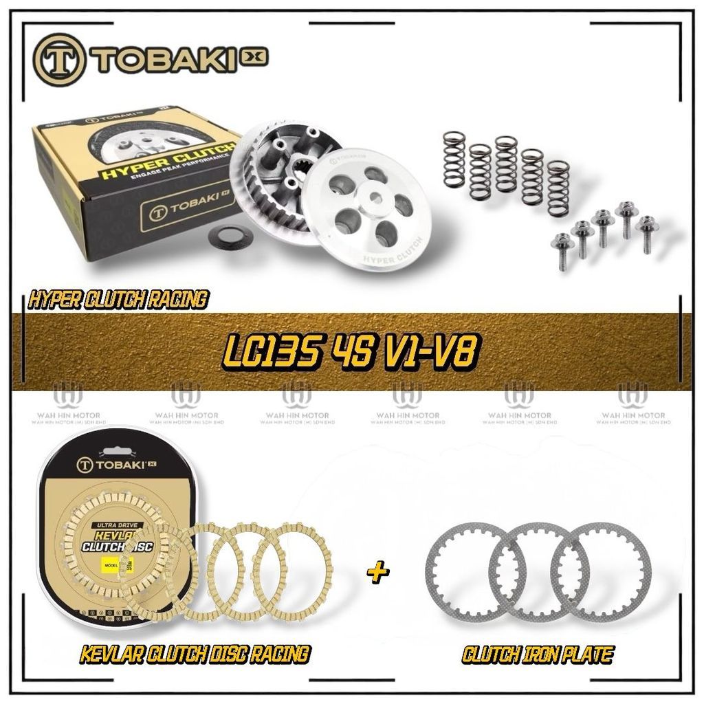 ( COMBO 3 IN 1 kombo ) TOBAKI RACING HYPER CLUTCH SET Y15 Y15ZR LC135 4S 5S V1 - V8 FI พร้อมแผ่นคลัท
