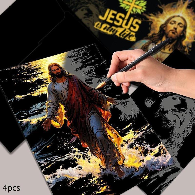 [szgrqkj3] กระดาษขูด 4x พร้อมปากกาสําหรับเด็ก Creative Scratchboard เด็กหัตถกรรมโครงการ