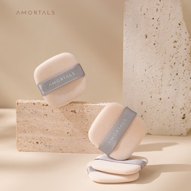 AMORTALS Compact Powder Puff Flocking Velvet Setting - Puff Serbuk Beludu Untuk Penentu Muka 黑色木妆胶粉定