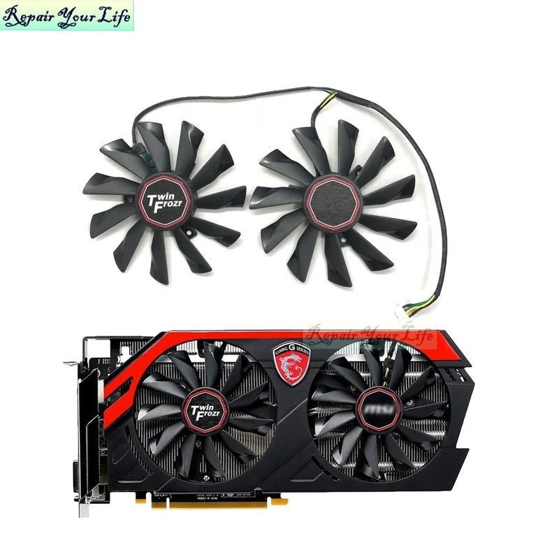 95 มม.กราฟิกการ์ดพัดลมระบายความร้อนสําหรับ MSI GTX 780Ti/780/760/750Ti R9 290X/290/280X/270X Gaming 