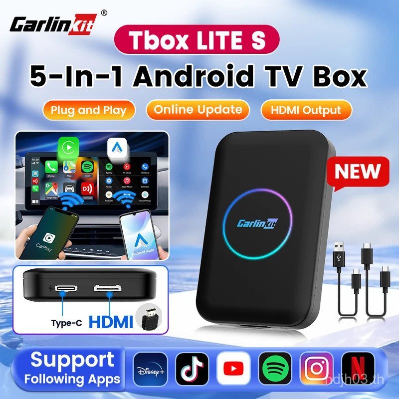 CarlinKit Android TV กล่องไร้สาย Adatper Lites ไร้สาย Dongle CarPlay Android อัตโนมัติสําหรับ IPTV Y
