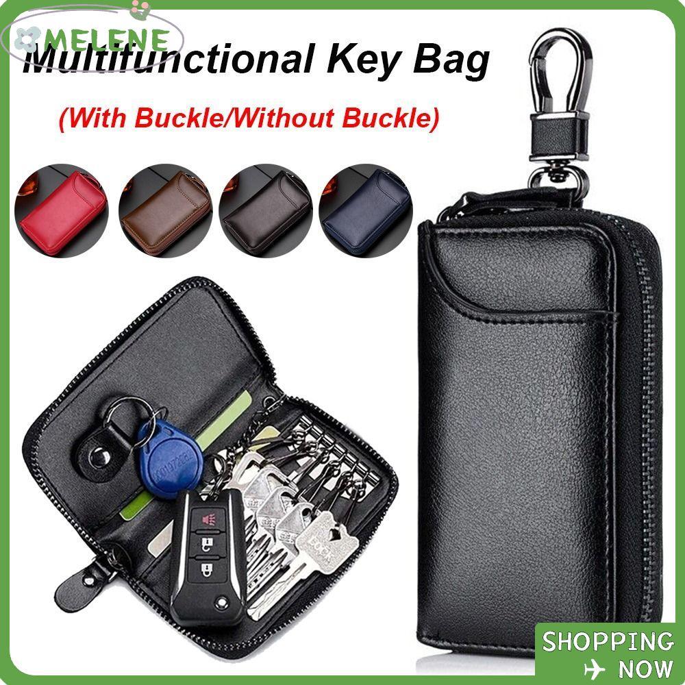 MELENE Key Holder Multi-function Fashion Card Bag Zipper กุญแจหนังแท้ Pounch