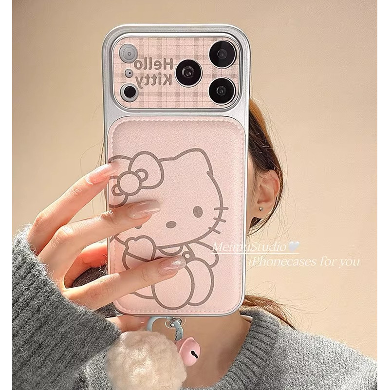 Huiwanju แมวสายสีชมพูน่ารักเหมาะสําหรับเคสโทรศัพท์มือถือ iphone17 iP16pro หน้าต่างขนาดใหญ่ 16/15 น่ารัก 14promax/13promax รูปแบบหนัง 17 เคสป้องกันแบบรวมทุกอย่าง ราคา ถูกที่สุด ดีลบีเคเค