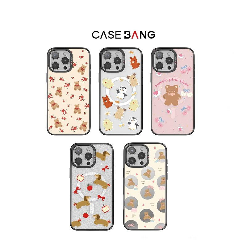 CASEBANG - Sweet Bear Series เคสแม่เหล็ก ImagiSnap, เปลี่ยนกลับ, ป้องกันการตกหล่นทหาร, เข้ากันได้กับ iPhone 15-17