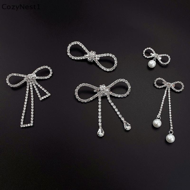 แฟชั่นโรแมนติกหวาน Rhinestone Bowknot เข็มกลัด Pearl sel Bule Pin คาร์ดิแกนเสื้อกันหนาวเข็มกลัดอุปกรณ์จัดงานแต่งงาน