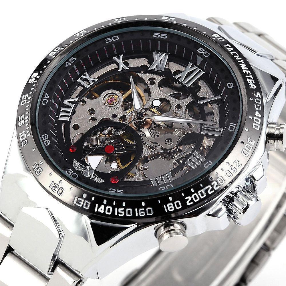 WINNER Mens Personal Fashion Semi-Steel Skeleton Automatic Mechanical Mens business casual Watch