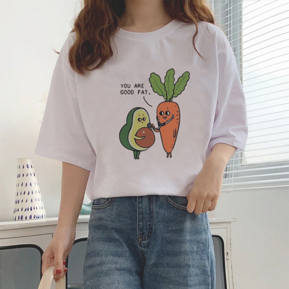 CODCute Vegan Avocado ฤดูร้อนผู้หญิงรอบคอแขนสั้นเสื้อยืด Sweethearts เครื่องแต่งกาย Party Supplies ว