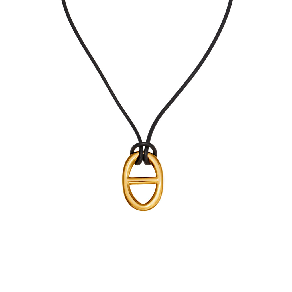 Omaka สแตนเลสจี้จมูกหมูยาว เชือกหนัง ดีไซน์เรียบหรู เหมาะสำหรับเสื้ากันหนาว