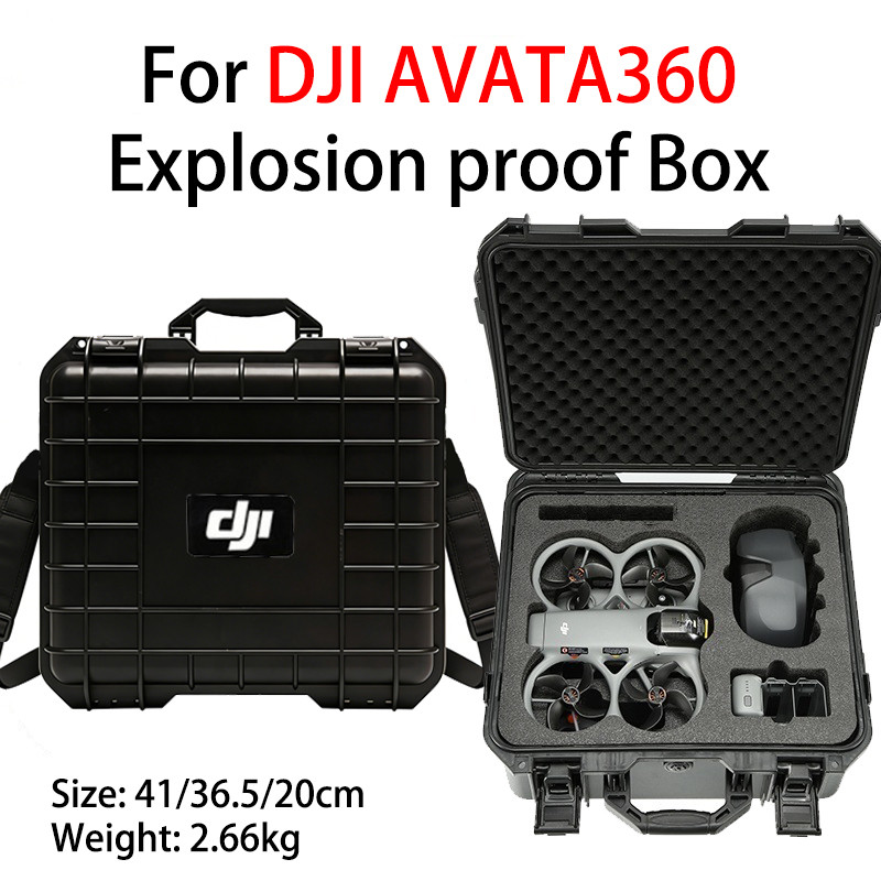 สําหรับ DJI Avata360 Flying Body Sensing ชุดป้องกันการระเบิดกล่อง RC 2 รีโมทคอนโทรลไหล่เดี่ยว Hard Shell กระเป๋าถือแว่นตา N3 กันน้ําและปลอดภัยเก็บ Panoramic Drone Acc