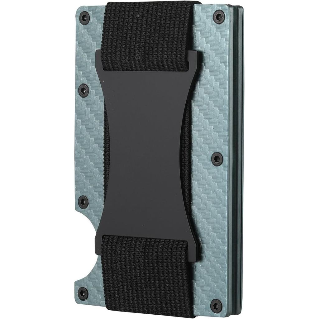 Minimalist Slim กระเป๋าสตางค์สําหรับผู้หญิง-กระเป๋าสตางค์โลหะสําหรับชายคลิปเงิน-RFIDด้านหน้ากระเป๋าบ