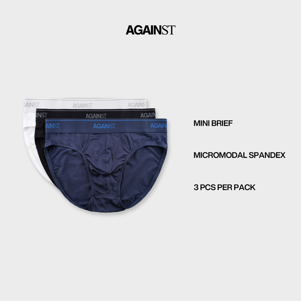 AGAINST LAB Seluar Dalam Lelaki (3 ชิ้น) AGAINST LAB Mens Micromole Spandex Mini Briefs คละสี - TUB0