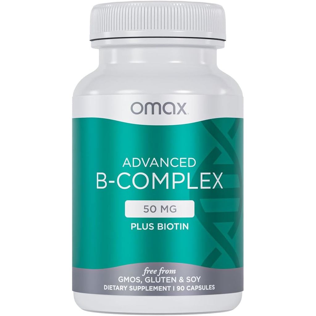 Omax3 Premium Vitamin B Complex | เพื่อผม, ผิว, และเล็บ, พลังงานและความแข็งแรงของระบบภูมิคุ้มกัน, 90