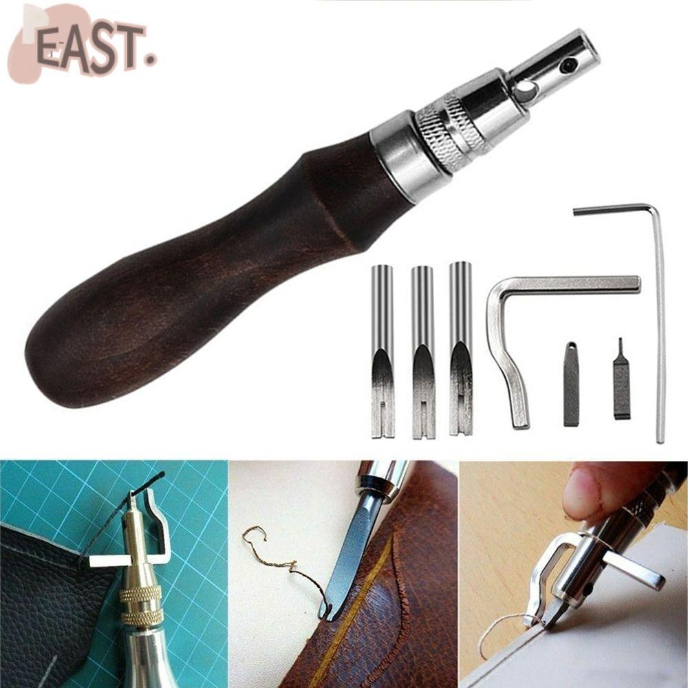 EASTS Edge Beveller Groover, Trenching 7 In 1 Leather Edge Trimmer, Portable Edge Pressing Multifunc