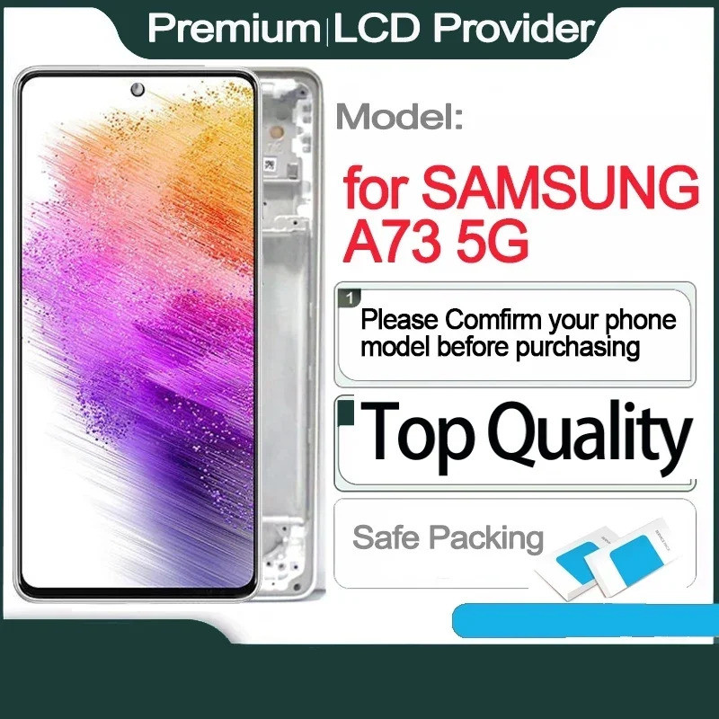 AMOLED LCD สําหรับ SAMSUNG A73 5G A736, หน้าจอสัมผัส, SM-A736B, SM-A736B, SM-A736B, จอแสดงผล DS