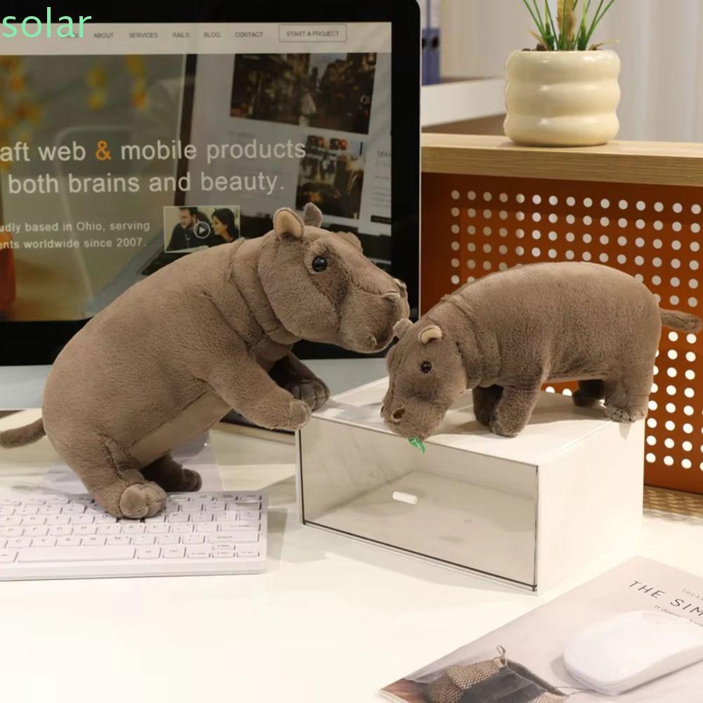 SOLARBUR Hippo Plush Toy, จําลองตุ๊กตาตุ๊กตา Hippo ตุ๊กตา, ตุ๊กตาสัตว์ 20 ซม.Realistice การ์ตูน Hipp