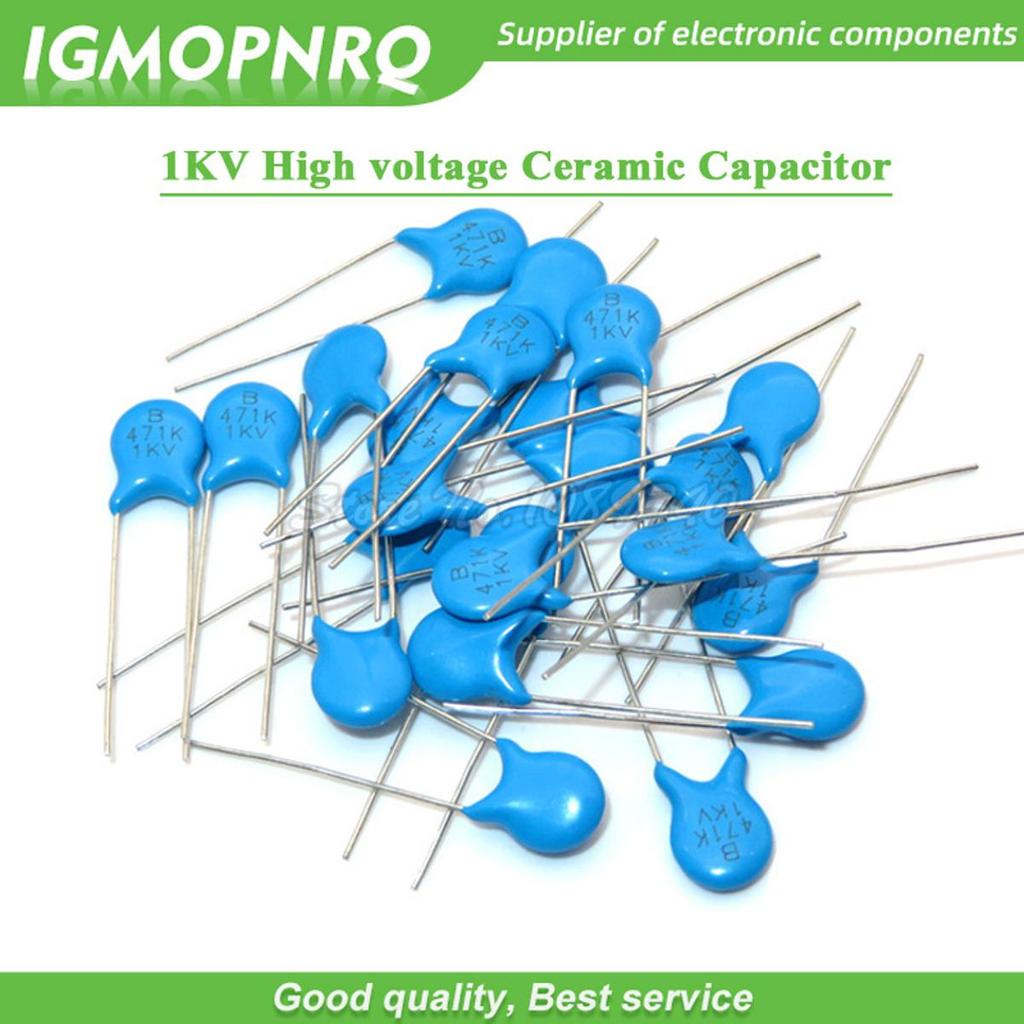 20pcs ตัวเก็บประจุเซรามิกแรงดันสูง 1KV 33PF 82PF 100PF 220PF 470PF 560PF 1NF 2.2NF 4.7NF 10NF 22NF 1