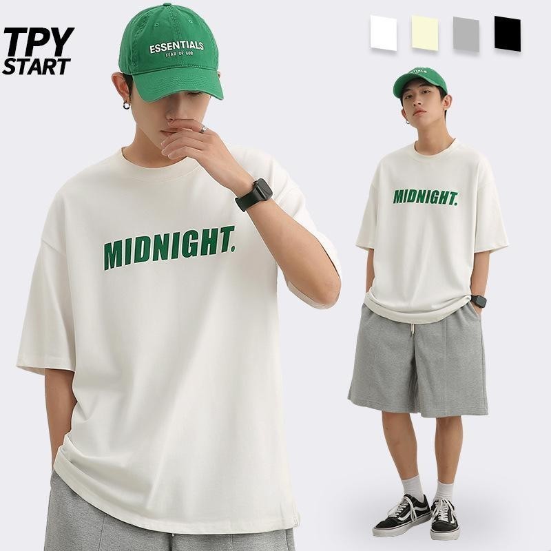 （จัดส่งตลอด 24 ชั่วโมง） เกาหลี oversize คอกลม เสื้อยืด CMDXY0444 ผ่อน ผ้าคอตตอน ลายสกรีน ฤดูร้อน สบาย