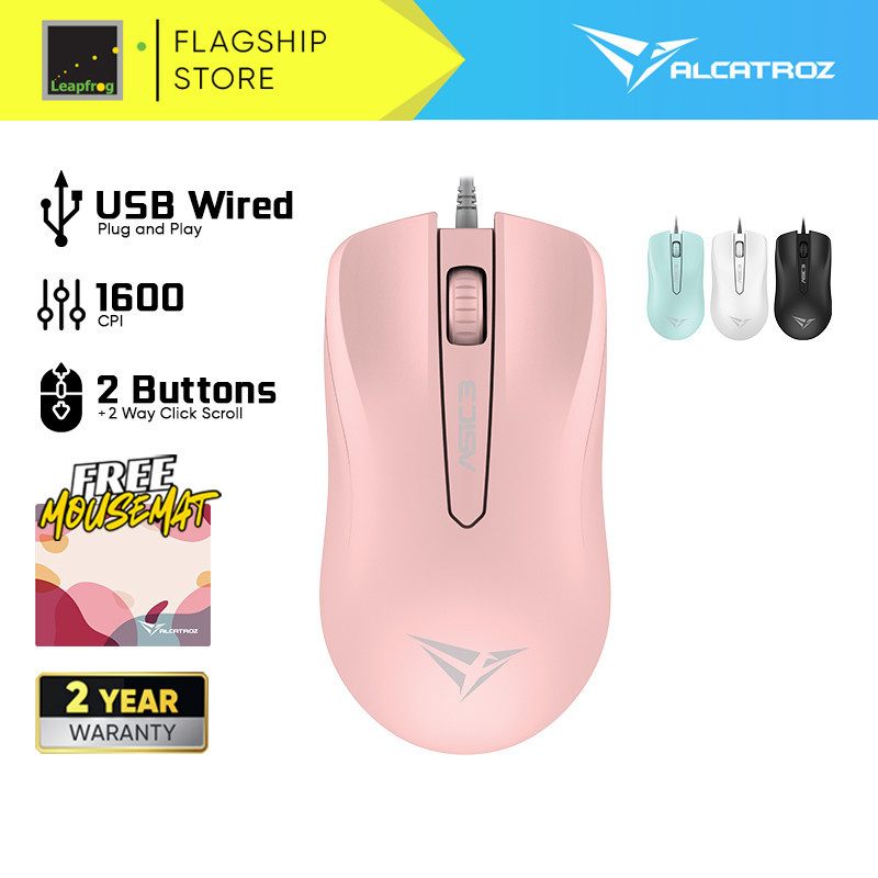 Alcatroz Asic 3 เมาส์ USB แบบมีสาย 1600 CPI | การออกแบบตามหลักสรีรศาสตร์พร้อมเมาส์ออปติคอลความละเอีย