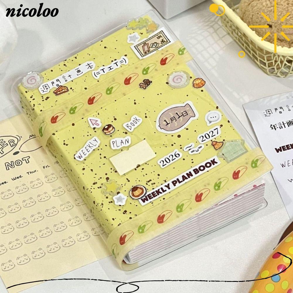 สมุดโน๊ตวางแผน NICOLOO, A7 รายการในเวลาว่างรายวันในวันที่, คุณภาพสูงสีหน้าด้านในหนา Self-Dispipline 