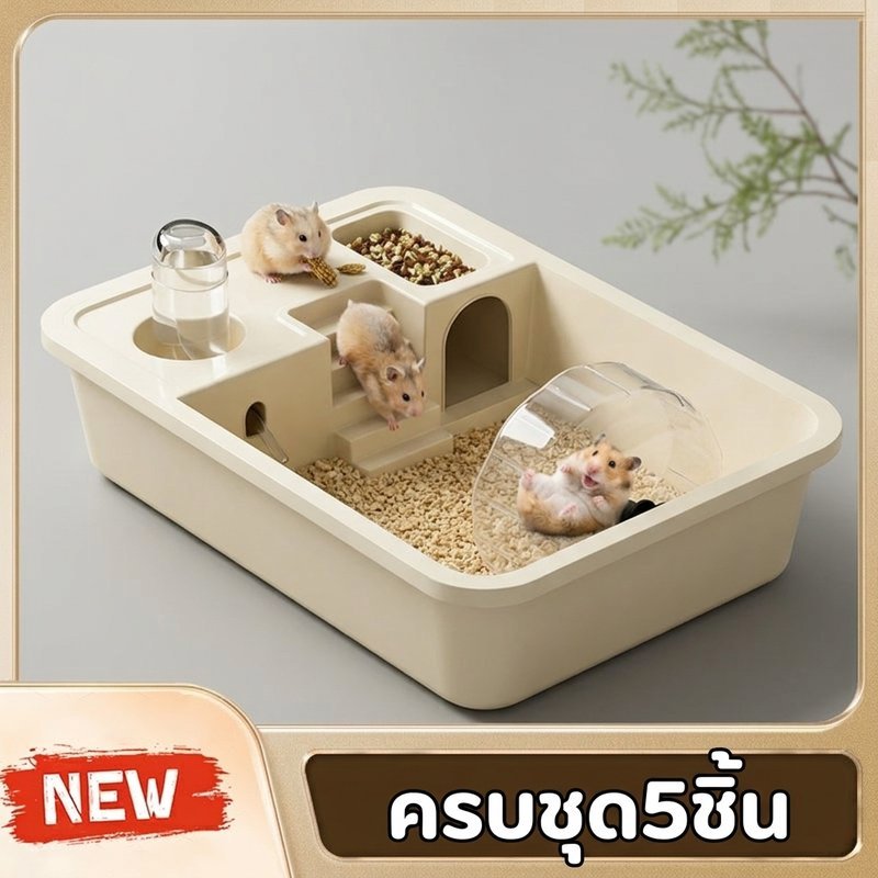 กรงหนูแฮมสเตอร์ กรงแฮมเตอร์ พลาสติกโปร่งใส ตาข่ายโลหะ ปลอดสารพิษ มีอุปกรณ์เสริม ทำความสะอาดง่าย