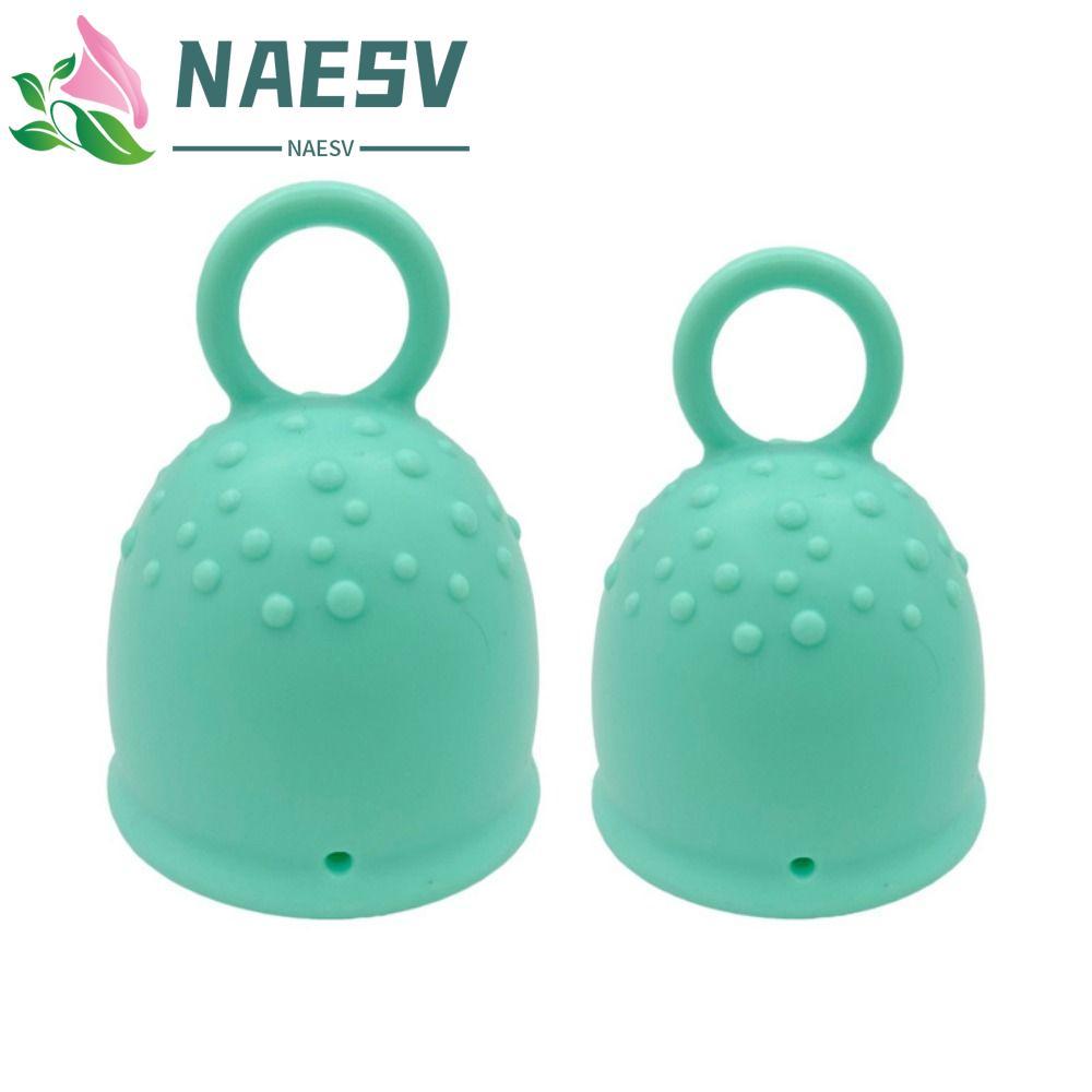 NAESV ถ้วยประจําเดือนซิลิโคน,ซิลิโคนอ่อนนุ่มป้องกันการรั่ว,ถ้วยประจําเดือนแบบพกพาลื่นนํามาใช้ใหม่ช่องคลอดประจําเดือนสําหรับผู้หญิง