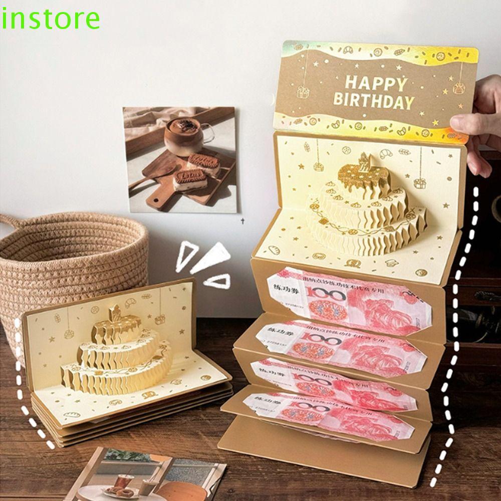 ภายในร้าน 3ง วันเกิดซองจดหมายสีแดง,พับ ทําเอง บรรจุซองเงินโชคดี,เงินสดของขวัญปรารถนาที่ดีที่สุด หงเปา เค้กวันเกิดแบบดั้งเดิมการ์ดอวยพรตรุษจีน
