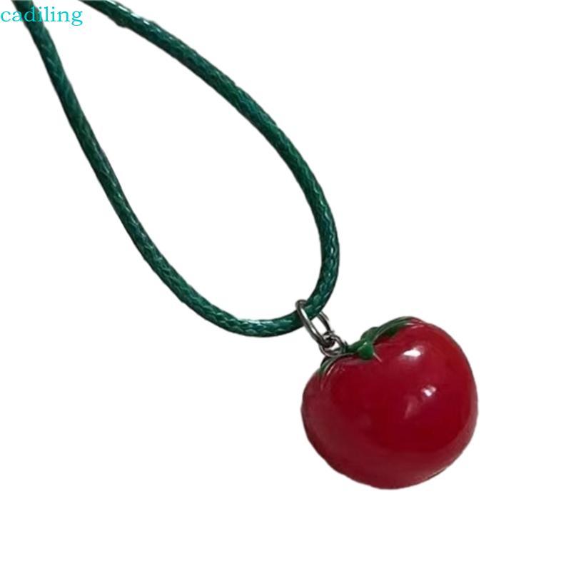 Cadiling มะเขือเทศจี้สร้อยคอขนาดเล็กมะเขือเทศ Choker จี้สร้อยคอเรซิ่นวัสดุจี้ Choker Y2K เครื่องประด