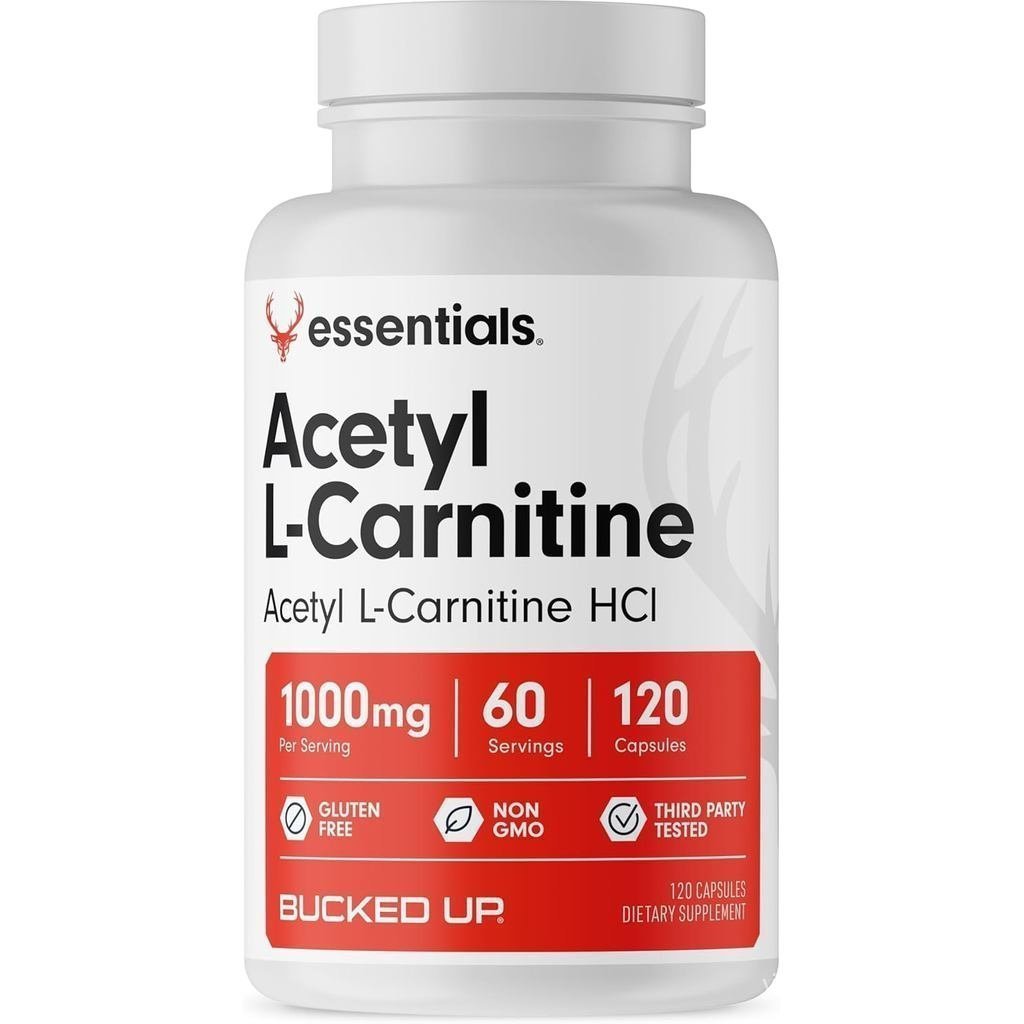 Bucked Up Acetyl L-Carnitine 1000mg ต่อเสิร์ฟ, รองรับการทํางานสมอง Essentials (60 เสิร์ฟ, 120 แคปซูล