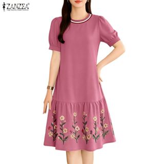 ZANZEA ชุดเดรสสำหรับผู้หญิงสไตล์เกาหลียุคเก่า สไตล์อ่อนหวาน …