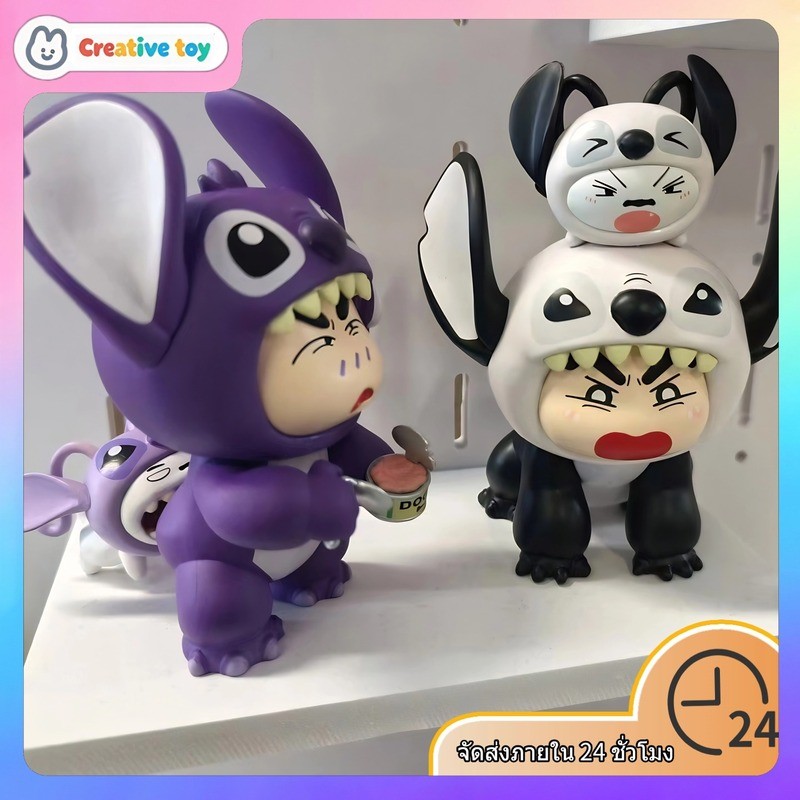ของตกแต่งห้องน่ารักๆ | stitch  | ชินจัง  | 6รูปแบบ Crayon Shin-Chan Xiaobai Cross-Dressing Stitch ตุ๊กตาเดสก์ท็อปรถบ้านตกแต่งสดน่ารักตกแต่ง