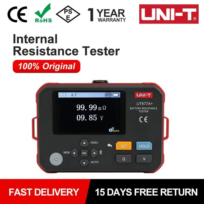 UNI-T UT677A+ แบตเตอรี่เครื่องทดสอบความต้านทานภายใน 70V มือถือ Ohmmeter แรงดันไฟฟ้าทดสอบบลูทูธรองรับ