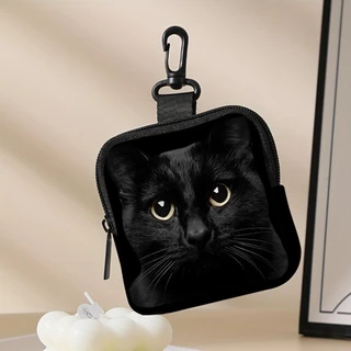QUIBLO กระเป๋าใส่เหรียญ, Mini Water-resistant Wallet,อินเทรนด์ทนทาน PVC Cat Football Mouse Zipper Storage Bag Friends Gift