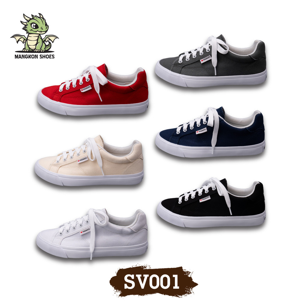 รองเท้าผ้าใบผูกเชือก พื้นยางพารากันลื่น รุ่น SV001 สินค้าตรงปก จัดส่งไว แท้100%
