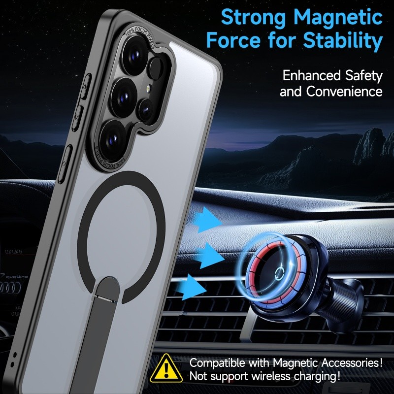 Magnetic Translucent Casing Funda สําหรับ Samsung Galaxy S26 S25 Edge S25 S24 Ultra Plus FE Kickstand Back Case ราคา ถูกที่สุด โปรบีเคเค แกลเลอรีภาพที่ 4