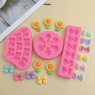 😊Cutenery😊แม่พิมพ์ซิลิโคน ดอกไม้การ์ตูนน่ารัก Bow Fondant แม่พิมพ์ซิลิโคน DIY เค้กตกแต่งช็อคโกแลตขนมเบเกอรี่แม่พิมพ์