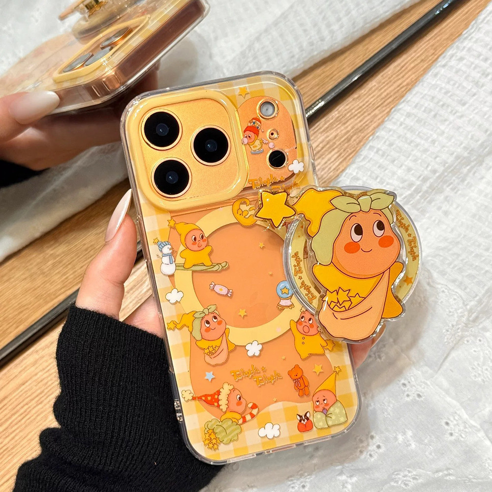 แม่เหล็กหมุนวงเล็บทุกวันดาวอะคริลิกรณีโทรศัพท์สําหรับ ไอโฟน 17 มือโปร สูงสุด 16 15 14 13 กันกระแทกป้องกันปลอก