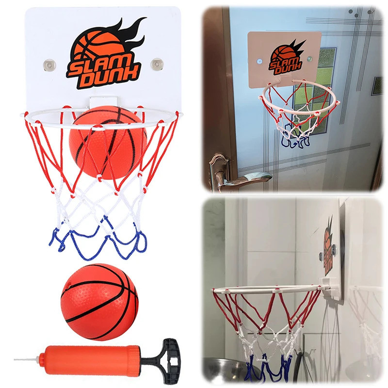 Suction Cup Basketball Hoop with 2 Balls Wall-Mounted Basketball Hoop Mini Basketball Hoop for Home 