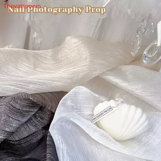 [Thevatipoem] ภาพถ่ายเล็บ Prop Aurora ไหลทองเส้นด้ายย่นตกแต่งมือถือพื้นหลังผ้า Fritillaria Prop HOT