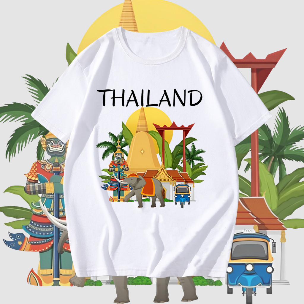 เสื้อที่ระลึก  ของฝากจากไทย  ไม่จำกัดเพศ cotton 100% จัดส่งออกภายใน 2-3 วัน เสื้อ Bangkok Thailand S