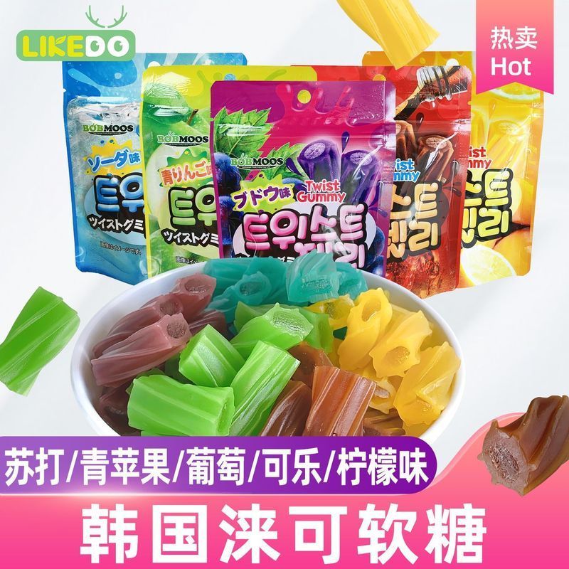 ของว่าง Twisted Candies Twisted Candies Cola Grape Green Apple Flavour QQ Gummies Ready Candies0113