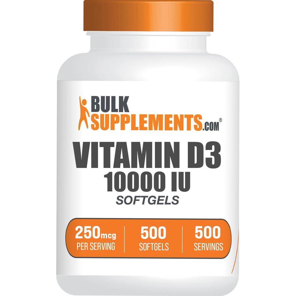 Bulkplements.com วิตามิน D3 10000IU Softgels - Cholecalciferol, D3 ขยายวิตามิน D 10000 IU - 1 วิตามิ