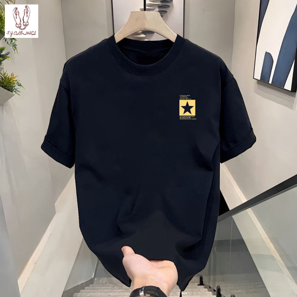 เสื้อยืดแขนสั้นผู้ชาย แบรนด์ดังทันสมัย ​​เหมาะสำหรับฤดูร้อน ทรงหลวม ใส่ได้หลายโอกาส คอกลม สไตล์ลำลอง