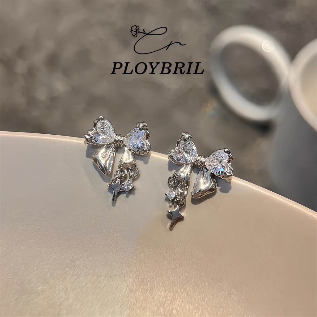 ต่างหูสตั๊ดประดับโบว์ สไตล์เกาหลี สำหรับผู้หญิง E037 - รูปที่ 7