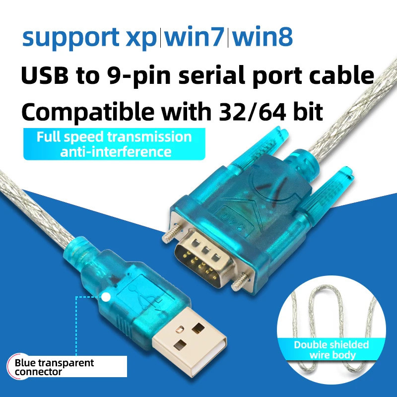 1PCS USB to Serial Port 9-Pin Data Cable HL-340 ชิป RS232 Converter ชายหญิง USB2.0 ถึง DB9 อินเทอร์เ